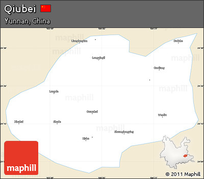 Classic Style Simple Map of Qiubei, single color outside