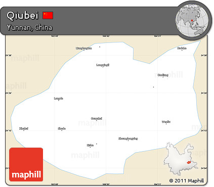 Classic Style Simple Map of Qiubei, single color outside