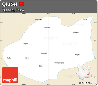 Classic Style Simple Map of Qiubei, single color outside