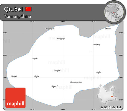 Gray Simple Map of Qiubei, single color outside