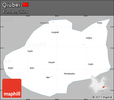 Gray Simple Map of Qiubei, single color outside