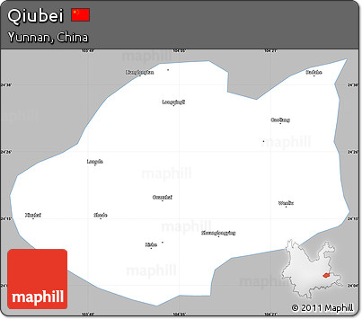 Gray Simple Map of Qiubei, single color outside