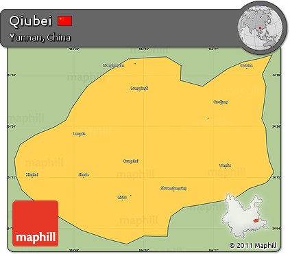 Savanna Style Simple Map of Qiubei, cropped outside