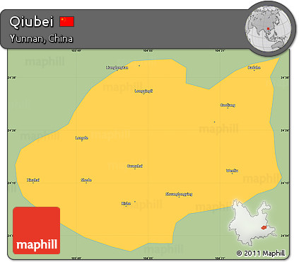 Savanna Style Simple Map of Qiubei, single color outside