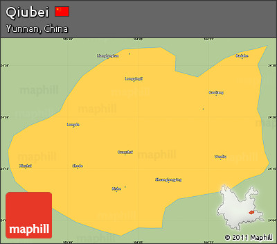 Savanna Style Simple Map of Qiubei, single color outside