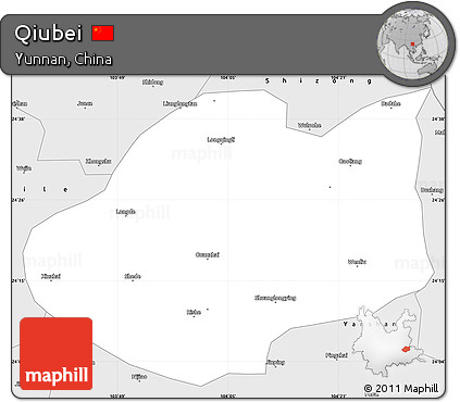 Silver Style Simple Map of Qiubei