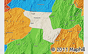 Shaded Relief Map of Qujing, political outside