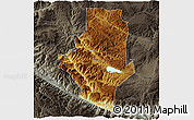 Physical 3D Map of Shiping, darken, semi-desaturated