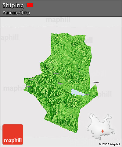 Political 3D Map of Shiping, cropped outside