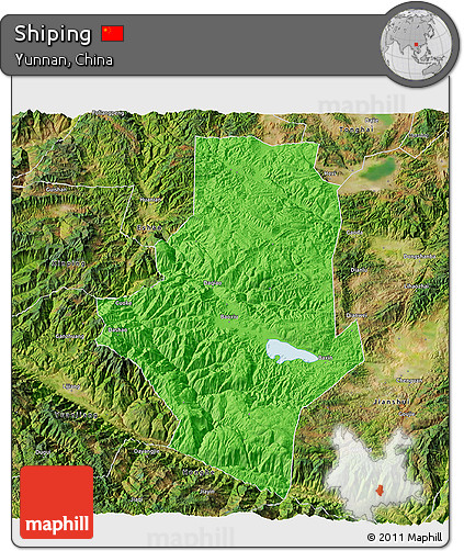 Political 3D Map of Shiping, satellite outside