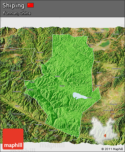 Political 3D Map of Shiping, satellite outside