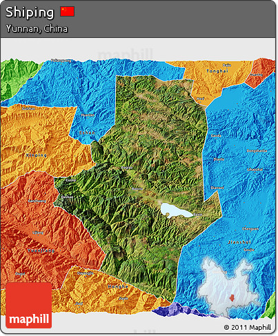 Satellite 3D Map of Shiping, political outside