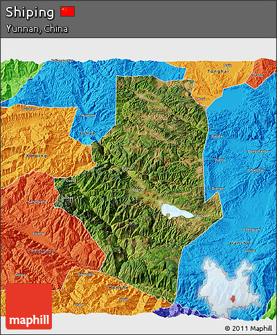Satellite 3D Map of Shiping, political outside