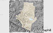 Shaded Relief 3D Map of Shiping, darken, desaturated