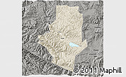 Shaded Relief 3D Map of Shiping, darken, semi-desaturated
