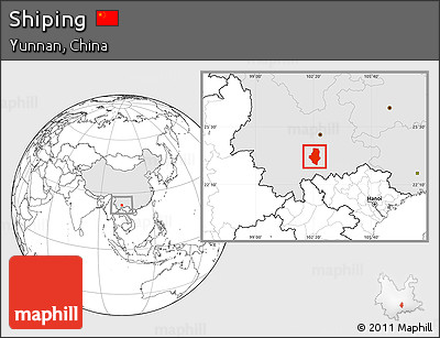 Blank Location Map of Shiping, highlighted country
