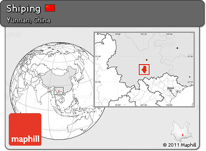 Blank Location Map of Shiping, highlighted country