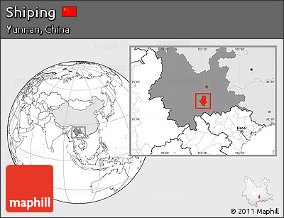 Blank Location Map of Shiping, highlighted country, highlighted parent region