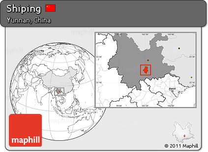 Blank Location Map of Shiping, highlighted country, highlighted parent region