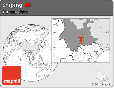 Blank Location Map of Shiping, highlighted country, highlighted parent region