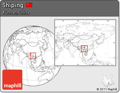 Blank Location Map of Shiping, highlighted parent region, within the entire country