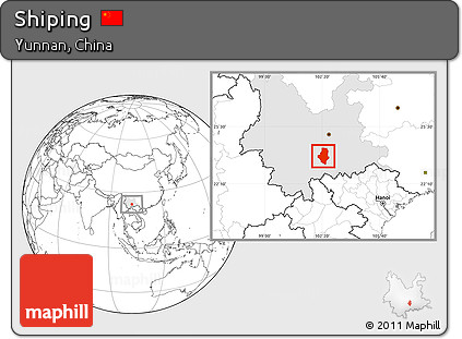 Blank Location Map of Shiping, highlighted parent region