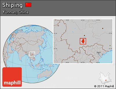 Gray Location Map of Shiping