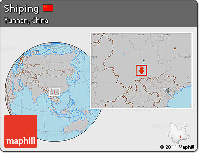 Gray Location Map of Shiping