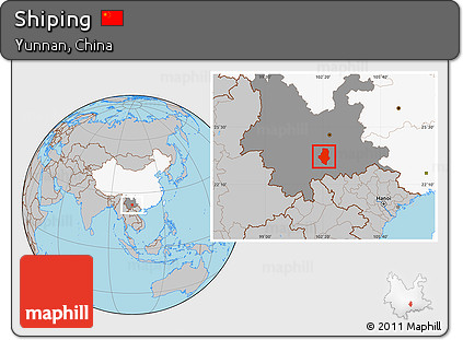 Gray Location Map of Shiping, highlighted country, highlighted parent region
