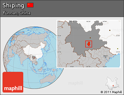 Gray Location Map of Shiping, highlighted country, highlighted parent region