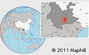 Gray Location Map of Shiping, highlighted country, highlighted parent region