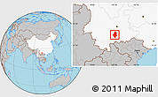 Gray Location Map of Shiping, highlighted country