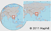 Gray Location Map of Shiping, highlighted parent region, within the entire country