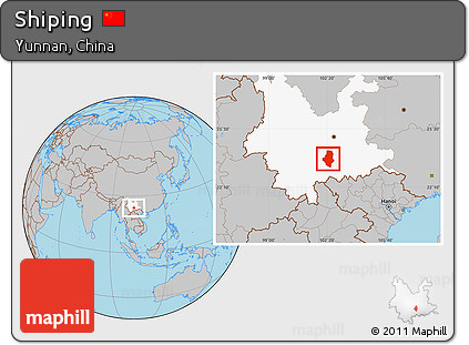 Gray Location Map of Shiping, highlighted parent region