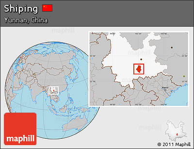 Gray Location Map of Shiping, highlighted parent region