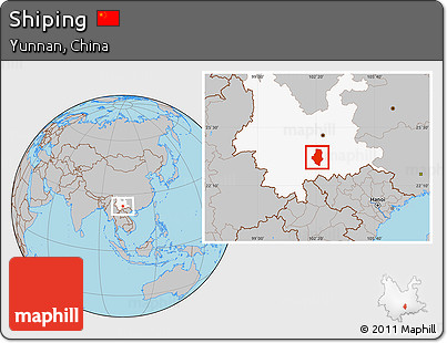 Gray Location Map of Shiping, highlighted parent region