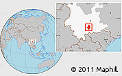 Gray Location Map of Shiping, highlighted parent region