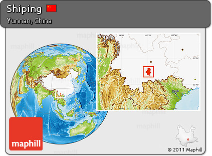 Physical Location Map of Shiping, highlighted country