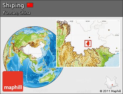 Physical Location Map of Shiping, highlighted country