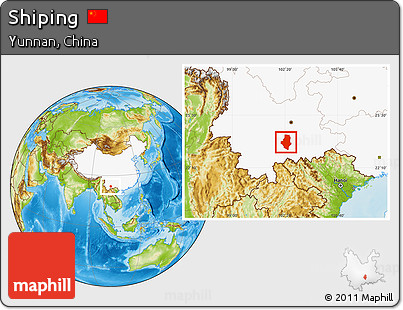 Physical Location Map of Shiping, highlighted country