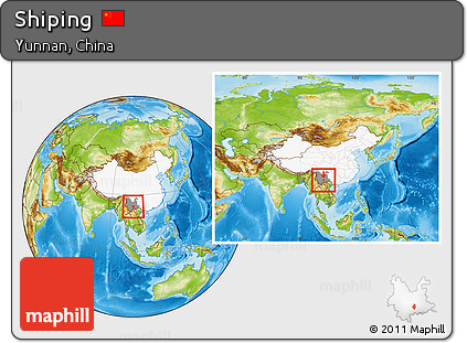 Physical Location Map of Shiping, highlighted country, highlighted parent region, within the entire country