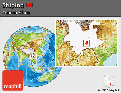 Physical Location Map of Shiping, highlighted parent region