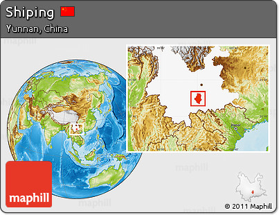 Physical Location Map of Shiping, highlighted parent region