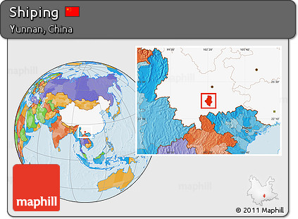 Political Location Map of Shiping, highlighted country