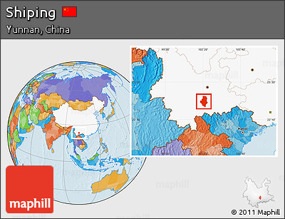 Political Location Map of Shiping, highlighted country
