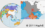 Political Location Map of Shiping, highlighted country, highlighted parent region