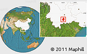 Satellite Location Map of Shiping, highlighted country