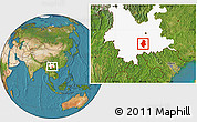 Satellite Location Map of Shiping, highlighted parent region