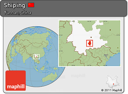Savanna Style Location Map of Shiping, highlighted parent region