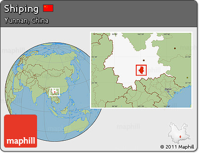 Savanna Style Location Map of Shiping, highlighted parent region